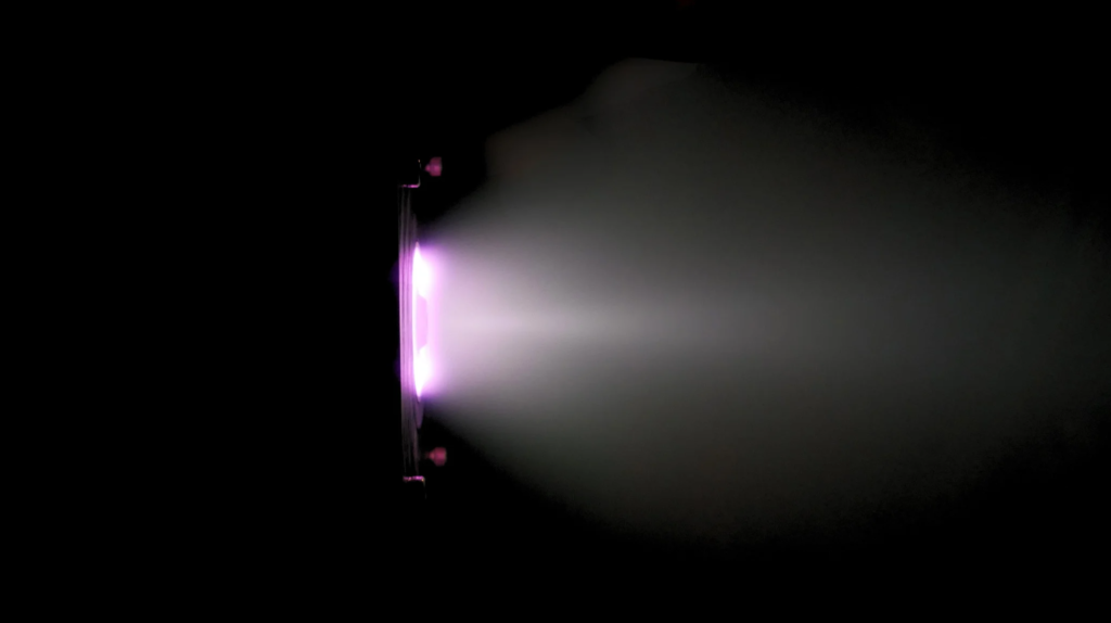 Water Hall-effect Thruster operating in a vacuum chamber